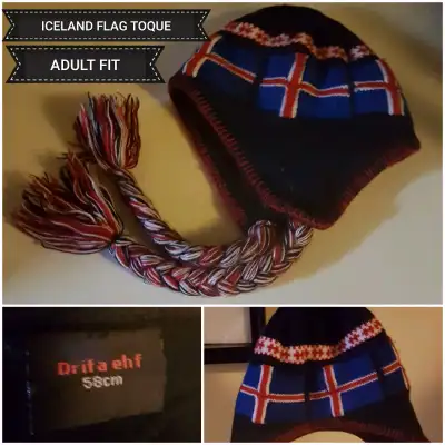 ICELAND FLAG KNIT TOQUE _________ SMOKE FREE HOME. SERIOUS INQUIRIES ONLY. PLEASE STATE TIMES YOU AR...