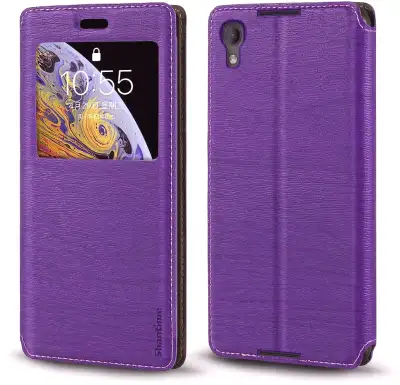 BlackBerry DTEK50 Case, Wood Grain Leather Case with Card Holder, View more