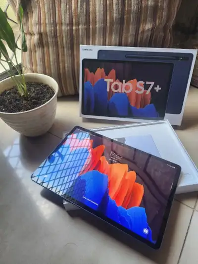 Tablet Samsung Tab S7+ 128GB with screen protector, case & S Pen, View more