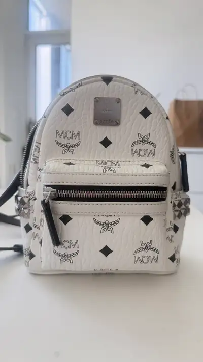 Authentic MCM Stark Side Studs Mini Backpack – White Visetos, View more