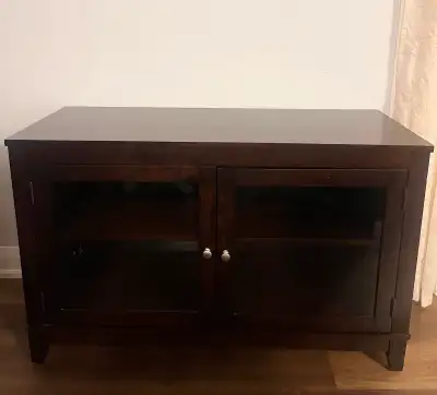 Modern Espresso TV Stand / Media Console with Glass Doors, View more