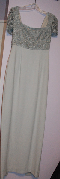 New Long Dress, Silver Grey, with Beads size 8, small