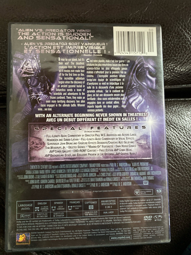 AVP Alien vs. Predator DVD in CDs, DVDs & Blu-ray in La Ronge - Image 2