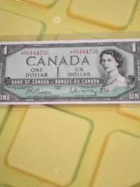1954 Canada $1 Banknote. Modified Portrait. Replacement Note.