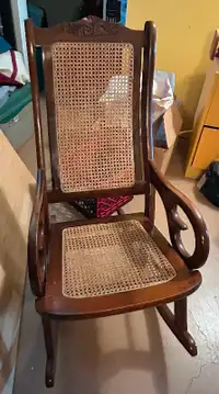 Antique Rocking Chair - wood and cane