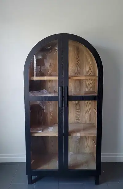 (MANY LEFT) Arched Display Cabinet – Oak Finish, View more