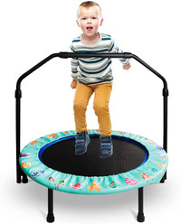 (NEW) Kids Mini Trampoline 36” Adjustable Handle Padded Foldable