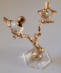 Vintage Rare Crystal Birds on  Brass Tree Branches