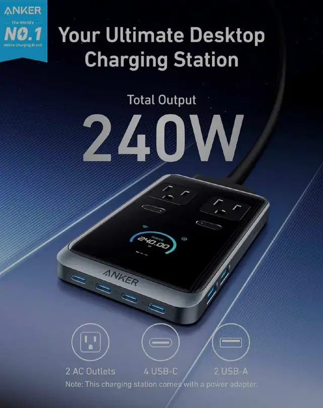 Brand New Anker Prime Charging Station, 240W 8-in-1 USB C in General Electronics in City of Toronto - Image 6
