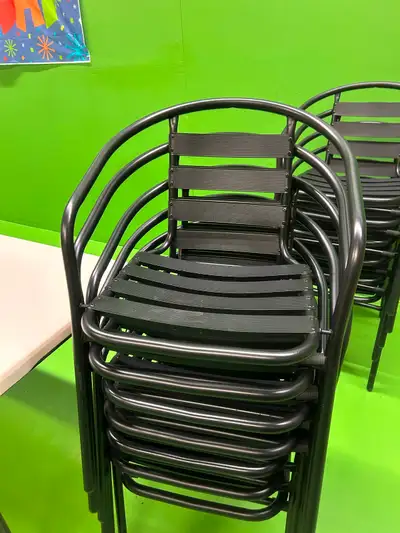 Black metal indoor/outdoor chairs, View more