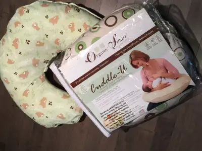 Nice thick nursing pillow Includes 2 organic cotton washable covers From a smoke-free, pet-free home...