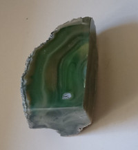 Green Agate Geode  Rock Crystal with Quartz Druzy