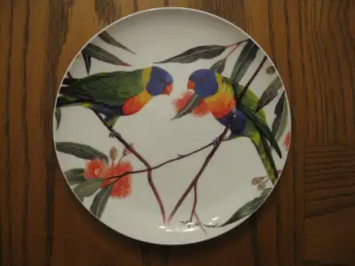 Collectible Fine Bone China Plate Birds of Australia: Rainbow Lorikeets by Eric Shepherd Fine Bone C...