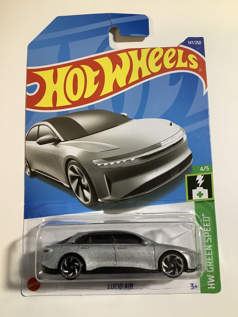 Hot Wheels Silver Lucid Air Diecast electric EV Car Green Speed Arts