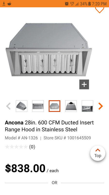 Ancona 28in. 600 CFM Ducted Insert Range Hood in Stainless Steel in Stoves, Ovens & Ranges in Oakville / Halton Region - Image 4