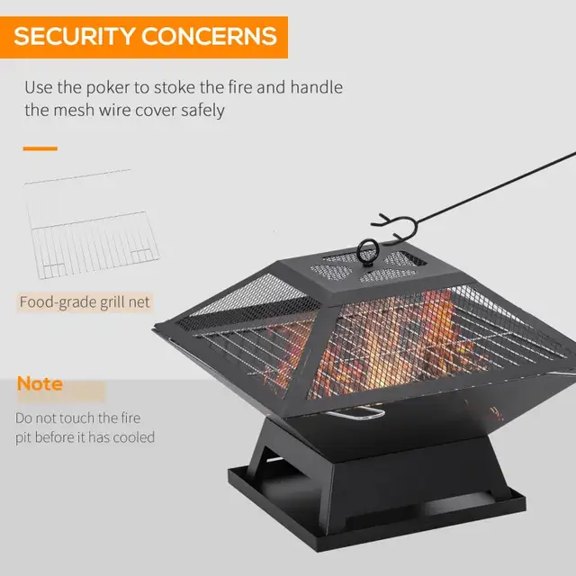 Wood Burning Portable Fire Pit, Outdoor Firepit with Cooking BBQ in BBQs & Outdoor Cooking in Markham / York Region - Image 6