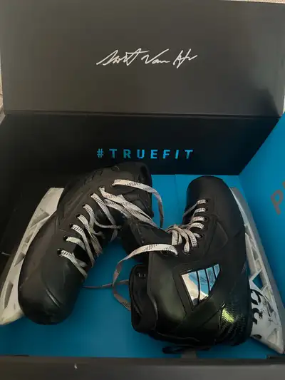 Used goalie skates, True size 7. Still in excellent shape, lots of blade remaining. Used for two yea...