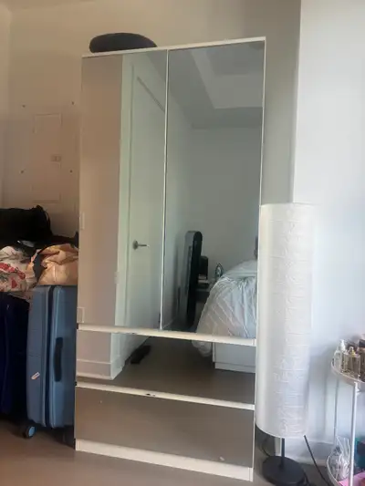 White Wardrobe with Mirrored Doors & Drawers, View more