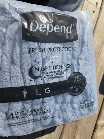 DEPENDS men's large x44 $20, View more