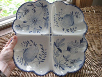 Assiette condiments Bleue HAND PAINTED ITALY Blue Service plate