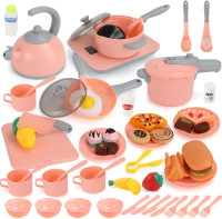 61 PCS Kids Kitchen Toys Pretend Play Cooking Toys with Pressure