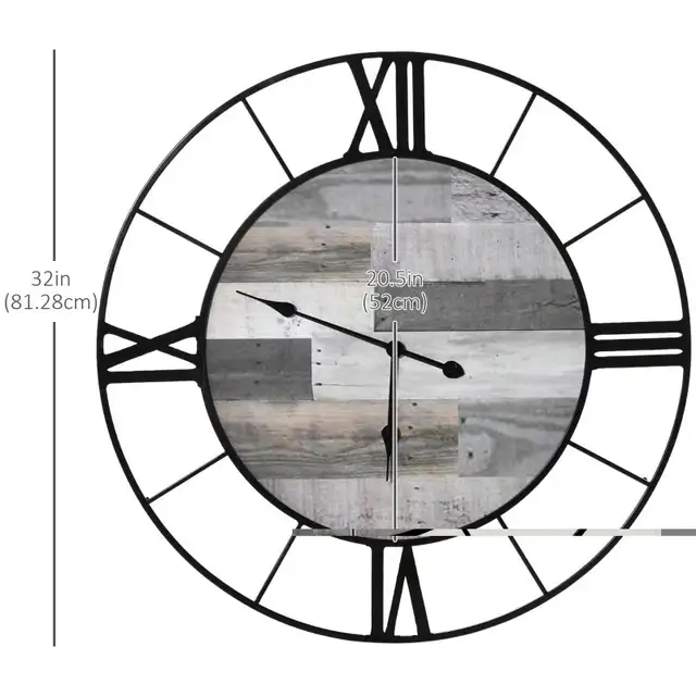32 Inch Large Wall Clock. Black and Wood Grain Color. in Other in Markham / York Region - Image 4