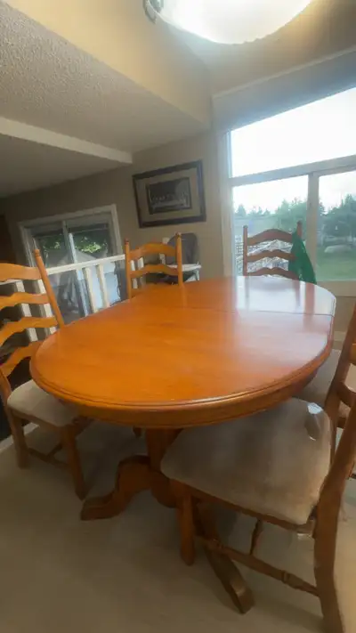 Solid Oak Expandable Dining Table + 8 Chairs, View more