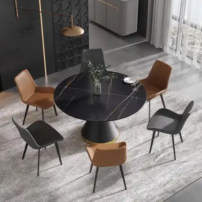 Everly Quinn® 53” Round Stone Dining Table, View more