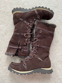 Skechers winter boots women size 9 leather brown 