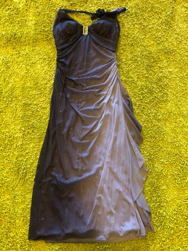 Beautiful ombre grey silver sparkly long gown - 14 P628632622082591216