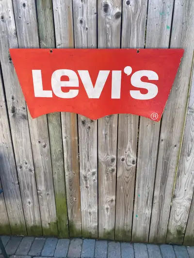 VINTAGE LEVI’S CLOTHING WOODEN ADVERTISING SIGN $150, View more