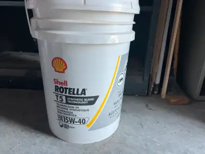 I am selling one bucket of Shell Rotella T5 15W-40 motor oil, Here are some details about this motor...