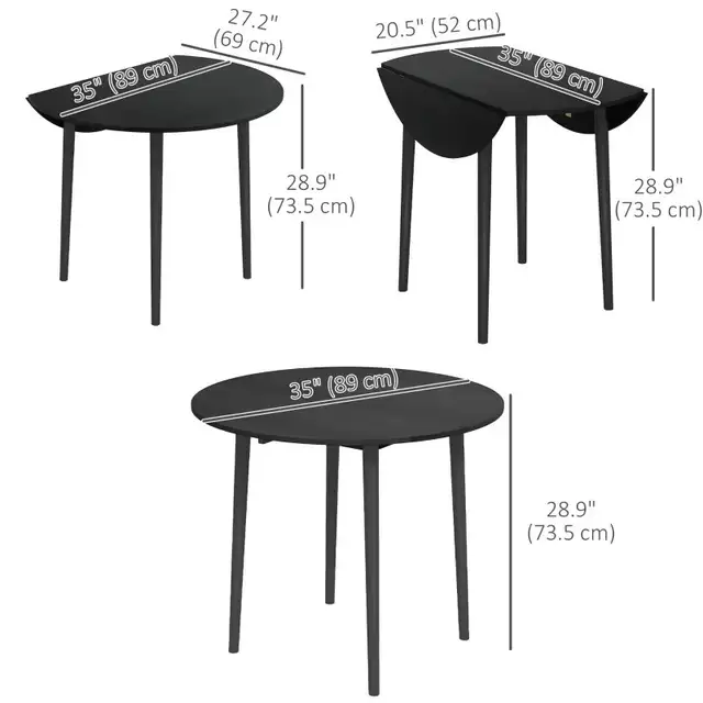 Folding Dining Table, Round Drop Leaf Kitchen Table for Small  in Dining Tables & Sets in Markham / York Region - Image 3