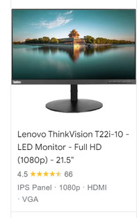 Lenovo Thinkvision i22i-10 monitor