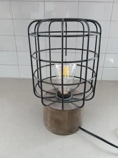 Caged Wood Accent Table Lamp, View more