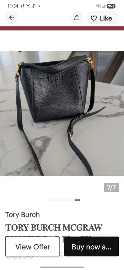 Tory Burch, black Mcgraw bucket bag, Small., View more