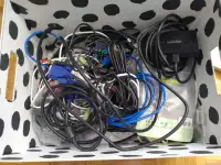 A lot of different cables, USB, Video, Audio, Power
