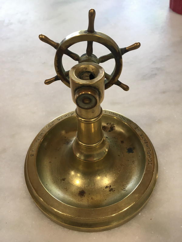 Antique brass wheel cigar tobacco cutter in Arts & Collectibles in Kawartha Lakes - Image 2