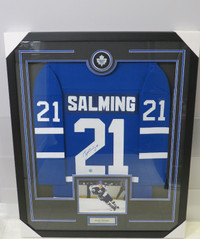 Borje Salming Autographed Toronto Maple Leafs Framed Jersey