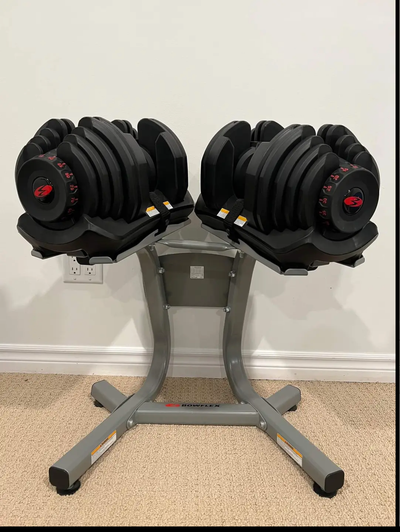 Bowflex Selecttech 1090 Adjustable Dumbbells 90lbs + Stand gym, View more