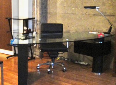 Trapeze glass leather desk, View more