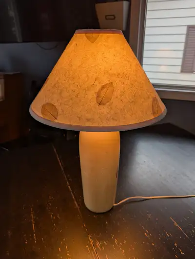 Two Table Lamps with Wood Bases and Shades - 25 Inches Tall, View more