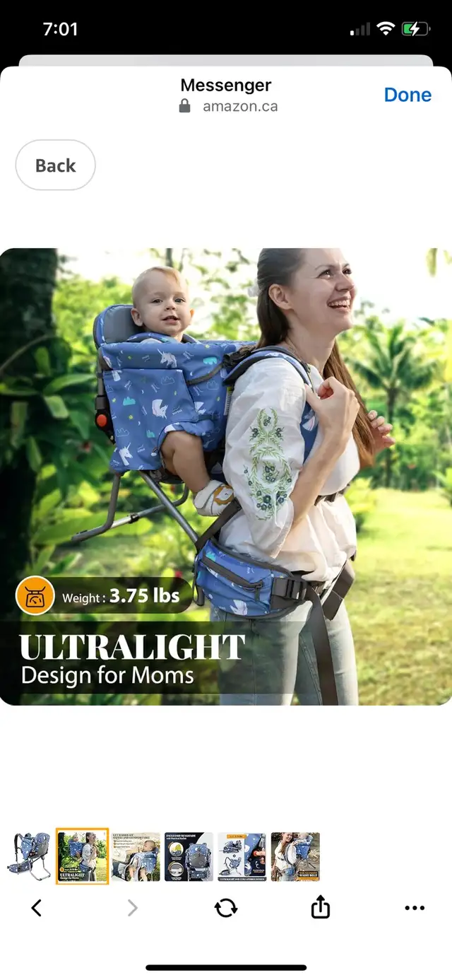 Ultralight Baby Backpack Carrier, Toddler Hiking in Strollers, Carriers & Car Seats in Cambridge - Image 3