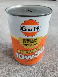 Vintage Gulf Premium 10W30 Motor Oil 1 Litre Tin Can Coin Bank