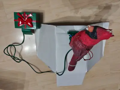 Vintage Gemmy sensor Singing Chirping Christmas Tree Cardinal, View more