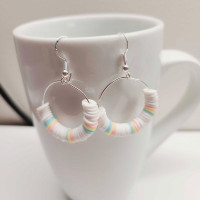 White / Pastel Hoop Earrings 