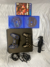 PS4 slim with 2 controllers , 3 games and a PlayStation camera