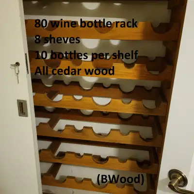 Wine Rack - 80 Bottles on 8 Shelves, Cedar Wood, View more