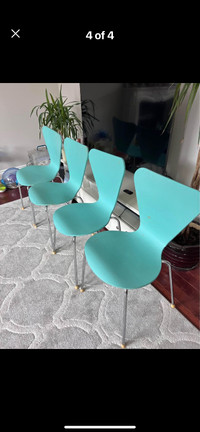 Mid century modern chrome and wood dining chairs