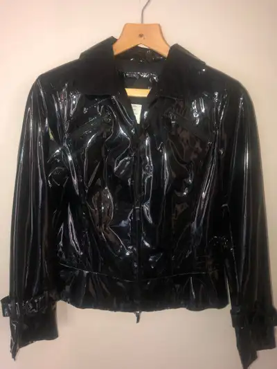 Jacket black faux patent leather size Spanner Size 8 Never worn, View more